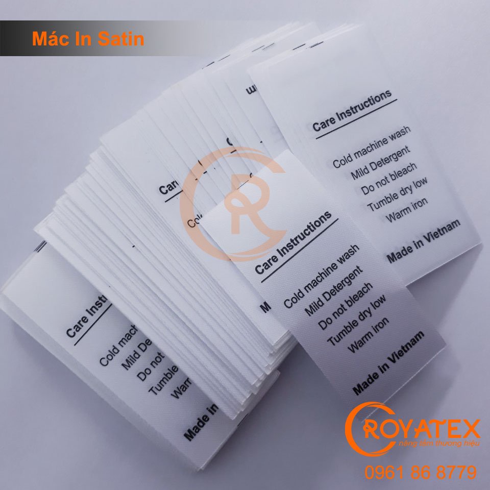 100C Mác hướng dẫn, Nhãn kẹp sườn, mạc care - Hàng in sẵn nội dung như hình ảnh