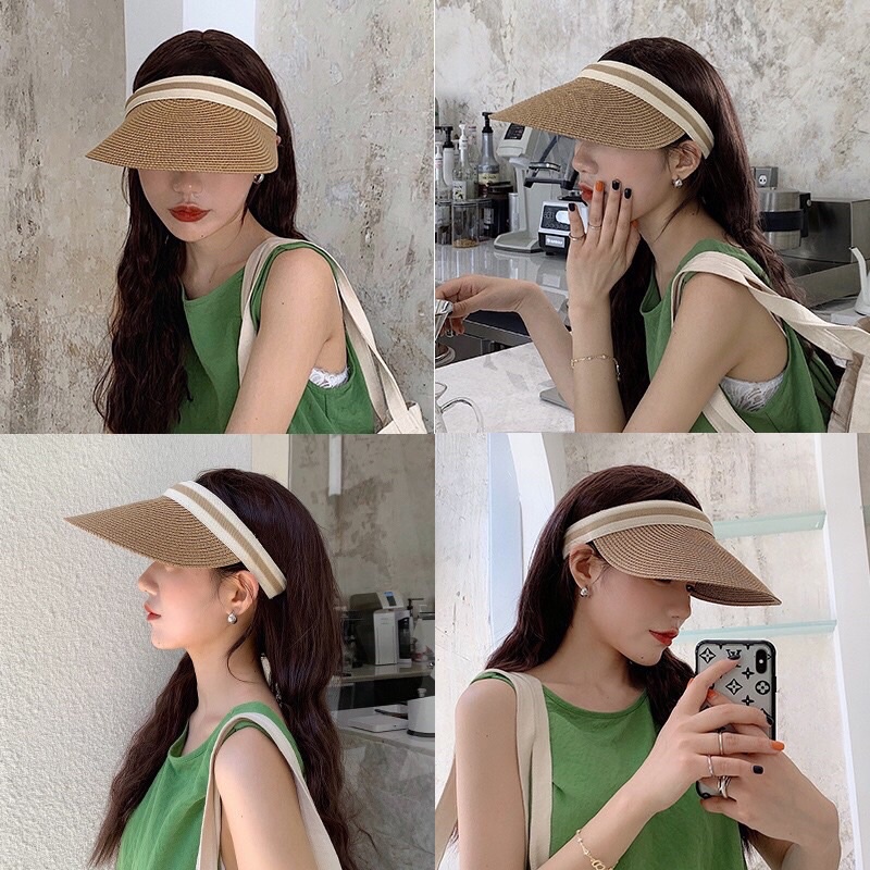 Mũ nón cói nửa đầu đi biển chống nắng cực xinh