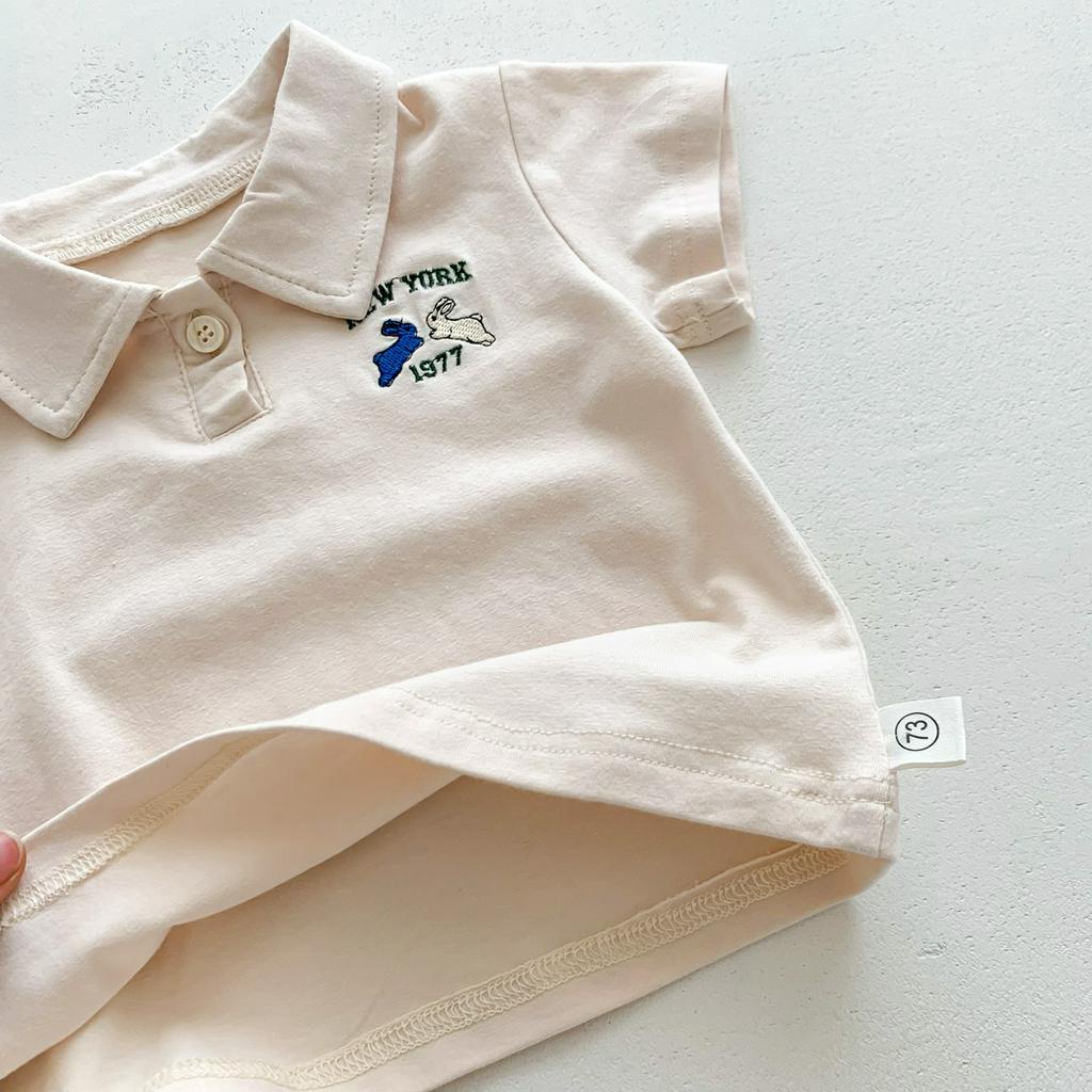 Set Áo Thun Tay Ngắn In Hình Thỏ &amp; Quần Short Cho Bé Trai &amp; Gái