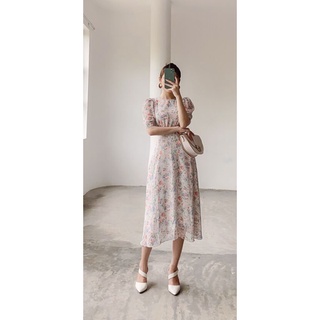 Váy tay lỡ nhún cổ tròn