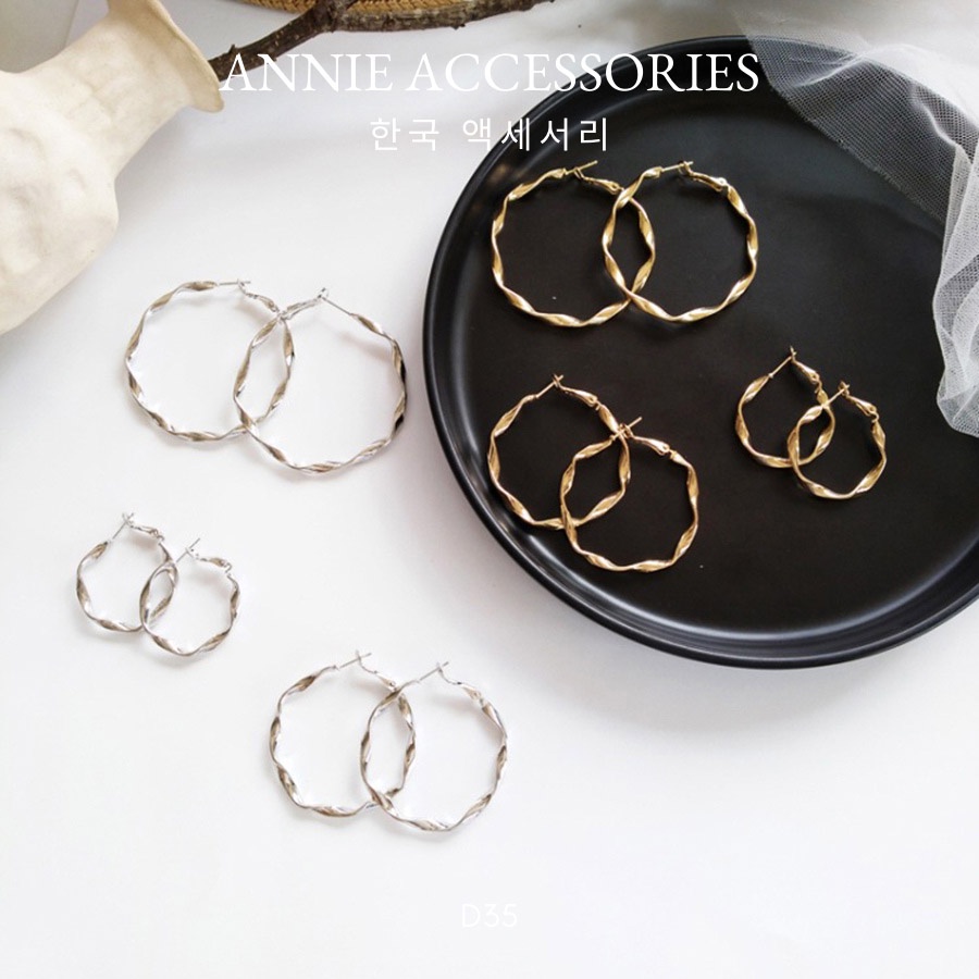 Bông tai tròn nhiều size cá tính dành cho nữ ANNIE - D07