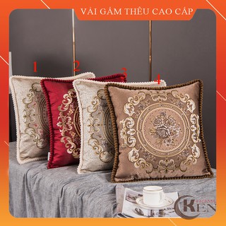 Gối Trang Trí, gối tựa lưng sofa, vỏ gối trang trí, vỏ gối tựa lưng gấm thêu hoa văn