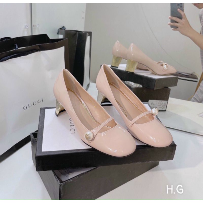 Giày G Hạt Ngọc Đế Vàng Mềm Êm Fullbox Bill Túi