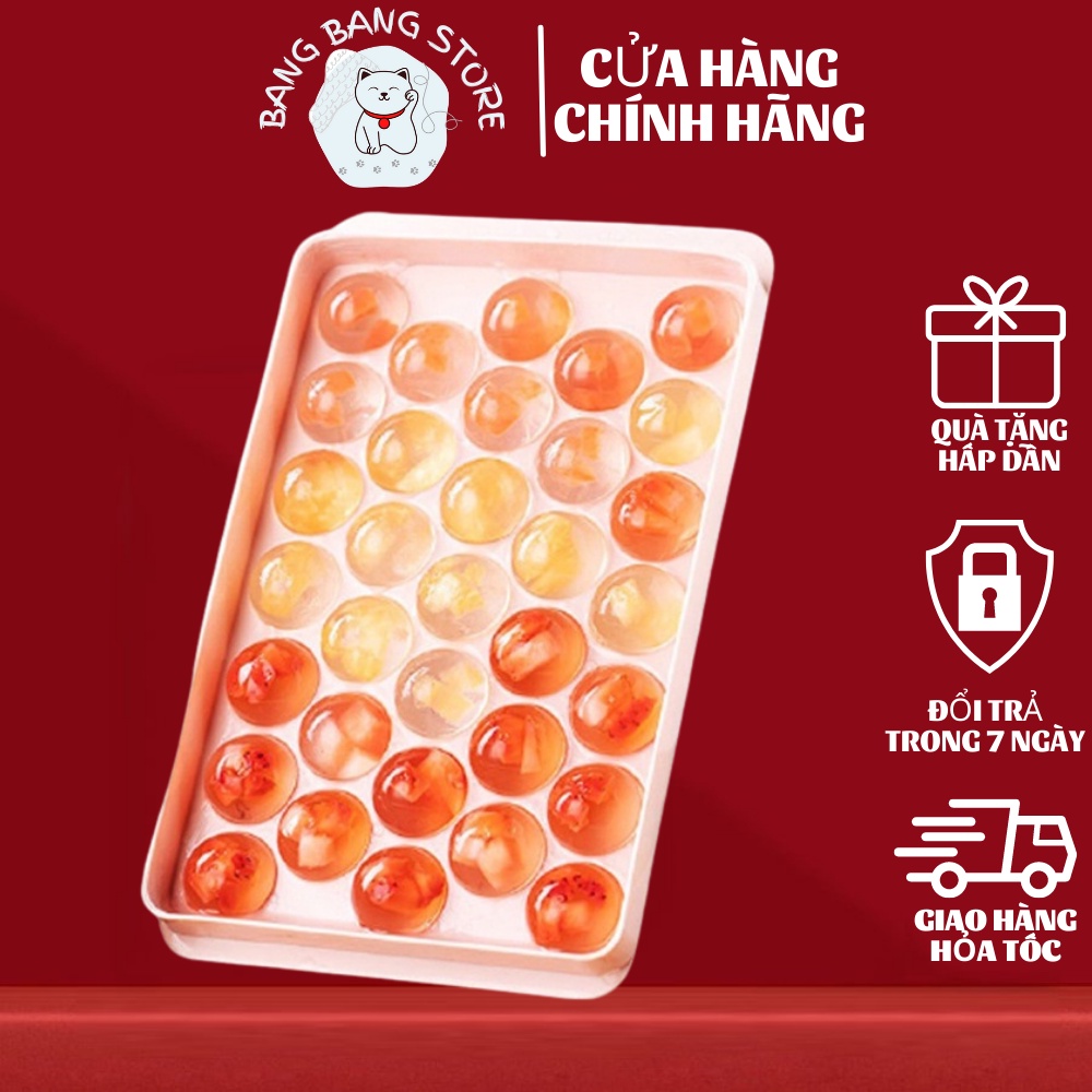 Khay làm đá, khuôn làm nước đá tròn, thạch dau câu 33 viên, nhựa ABS an toàn, tiện dụng khi sử dụng