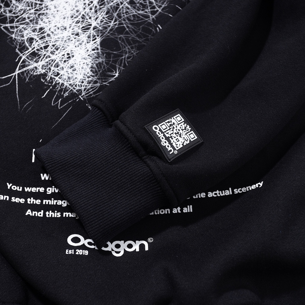 Áo Hoodie Unisex OCTAGON HALLUCINATION Màu Đen Chất Liệu Nỉ Bông