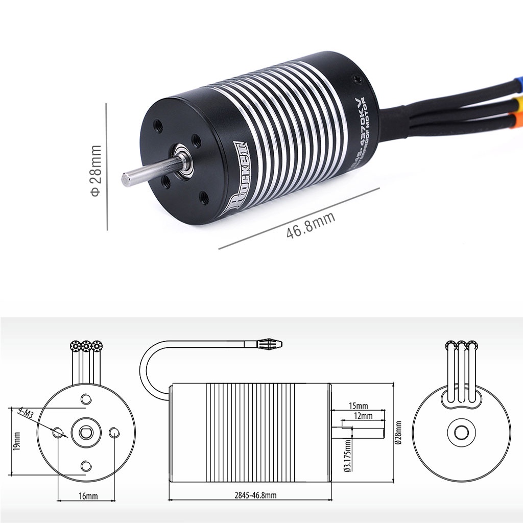 Động Cơ Không Chổi Than Chống Nước 2845 3100KV 3800KV 4370KV 5000KV Cho Xe Điều Khiển Traxxas HSP Monster On Road WLtoys 10428 12428 1 / 12 RC