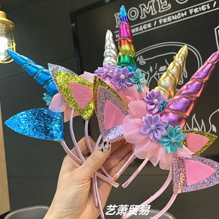 Cài Tóc Hình Sừng Kỳ Lân Màu Cầu Vồng Dễ Thương Cho Bé