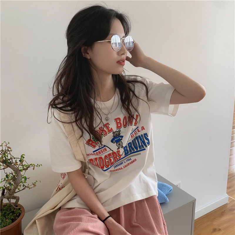 Áo thun COZOK tay ngắn dáng rộng thời trang Hàn Quốc dễ phối đồ