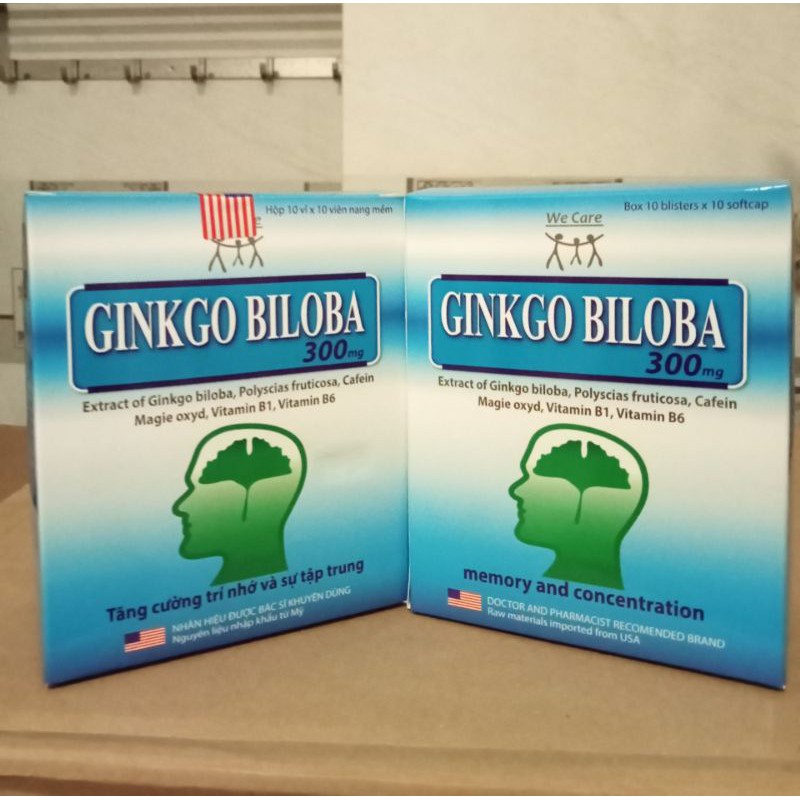 Hoạt huyết dưỡng não Ginkgo Biloba 300mg giảm đau đầu, hoa mắt, chóng mặt, rối loạn tiền đình - Hộp 100 viên