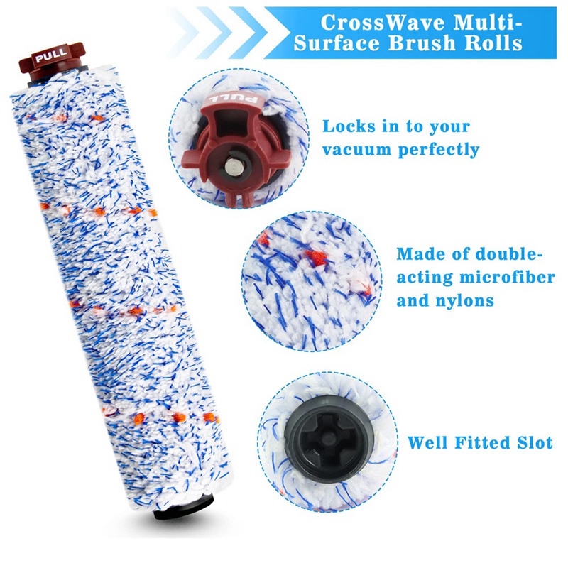 Bộ Chổi Lăn + Màng Lọc Thay Thế Cho Robot Hút Bụi Bissel CrossWave 1866 1868 1785 2306