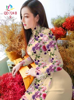 Vải áo dài in hoa hồng