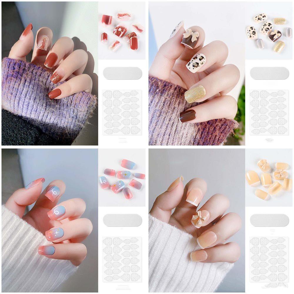 Móng Tay Giả Dài Trang Trí Hình Bướm Xinh Xắn Cho Nữ