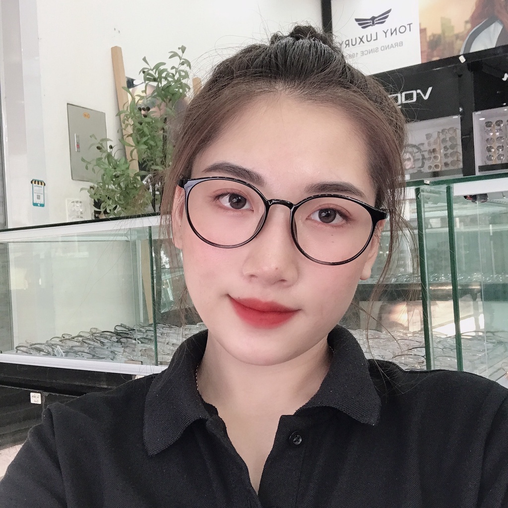 Gọng kính cận nam nữ Tony Luxury Eyewear chính hãng mắt tròn gọng nhựa dẻo 6834- Nhận Cắt Tròng Cận Viễn Loạn