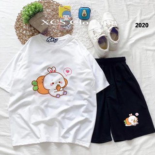 HOT- Set bộ Unisex hoạt hình chibi - form rộng tay lỡ dành cho nam nữ dưới 65kg (1) - mẫu mới