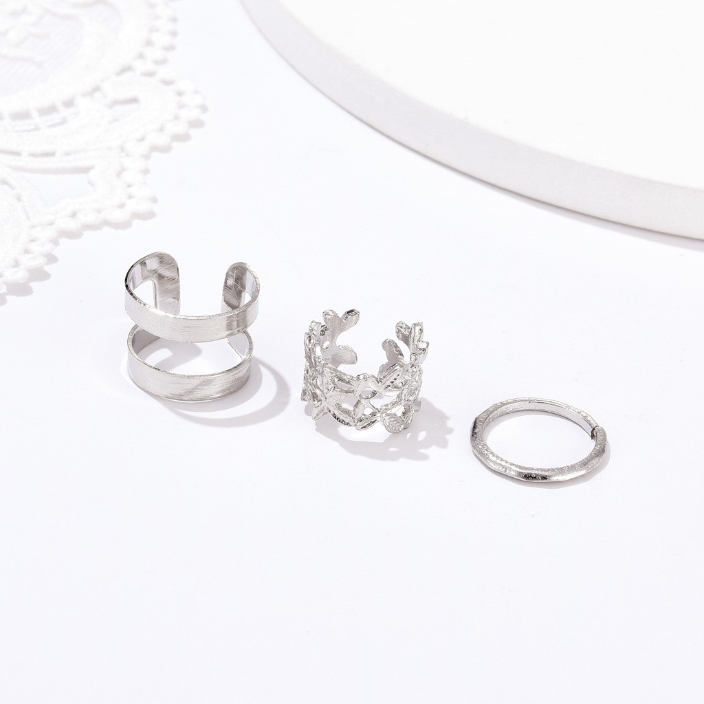 Bộ 3 chiếc nhẫn lá cây thời trang