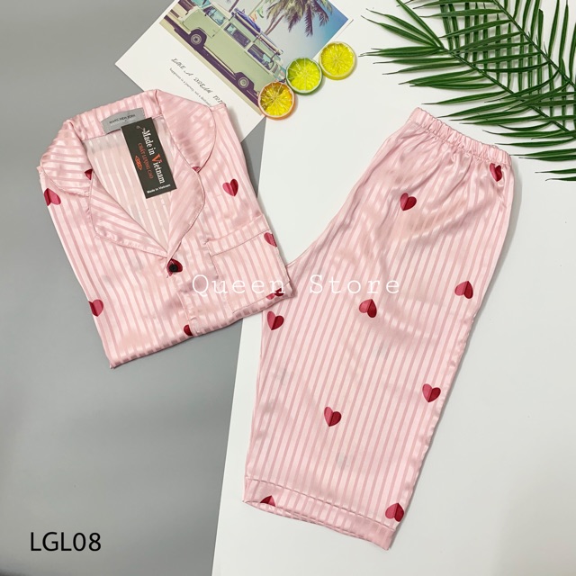 Bộ Đồ Ngủ Pijama Lụa Gấm Cao Cấp Tay Ngắn Quần Lửng 🔥FREESHIP🔥[ Ảnh chụp thật ] | BigBuy360 - bigbuy360.vn
