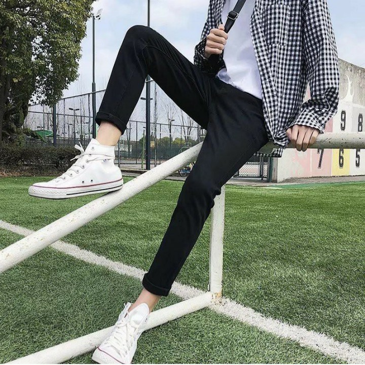 Quần Jean Nam Chất Bò Cao Cấp AD20 Đen Không Rách KINGSPORT