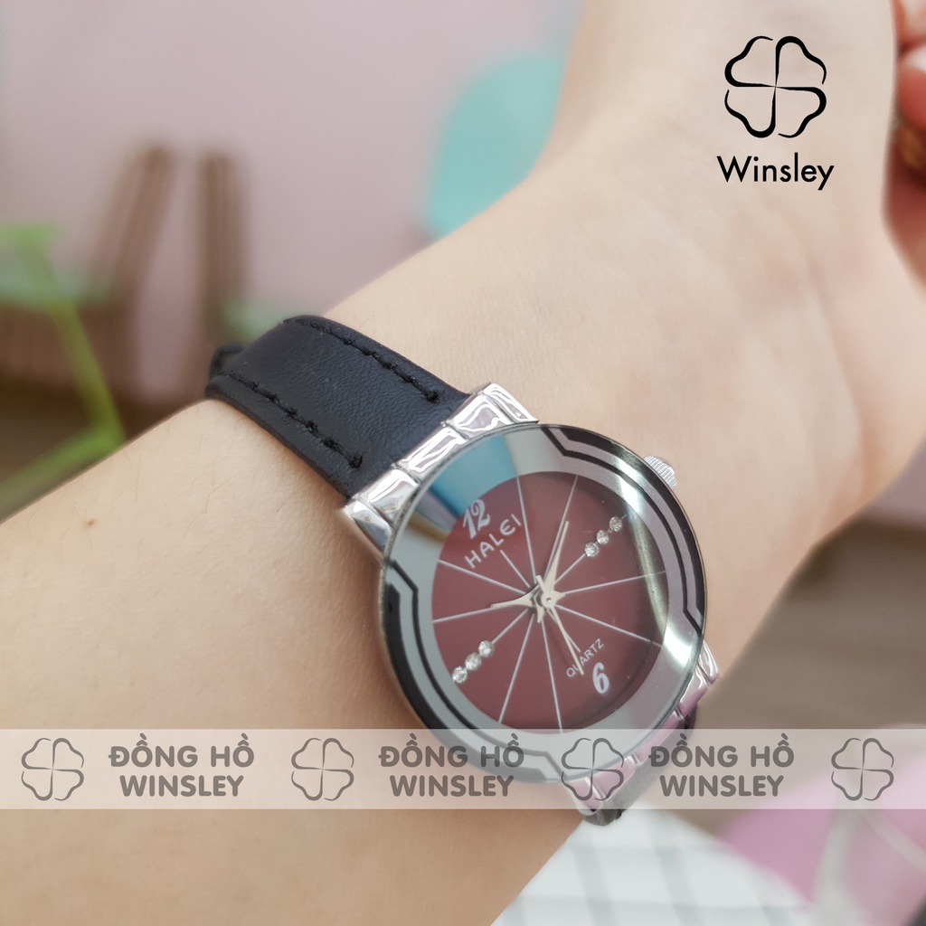 Đồng hồ nữ Halei dây da đen trắng đẹp chống nước tuyệt đối chính hãng Tony Watch 68