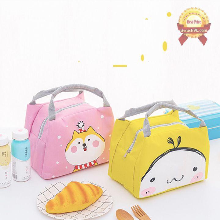 Túi giữ nhiệt đựng hộp cơm có dây kéo hình thú