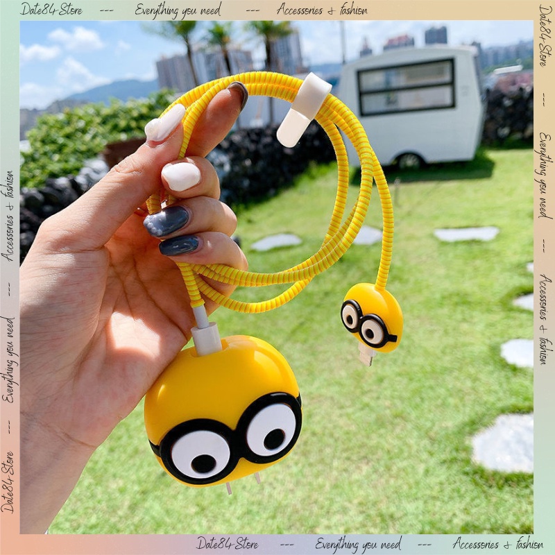 Bộ phụ kiện bảo vệ sạc bằng silicon nhân vật hoạt hình dễ thương cho bộ sạc 18W và 20W Date84store