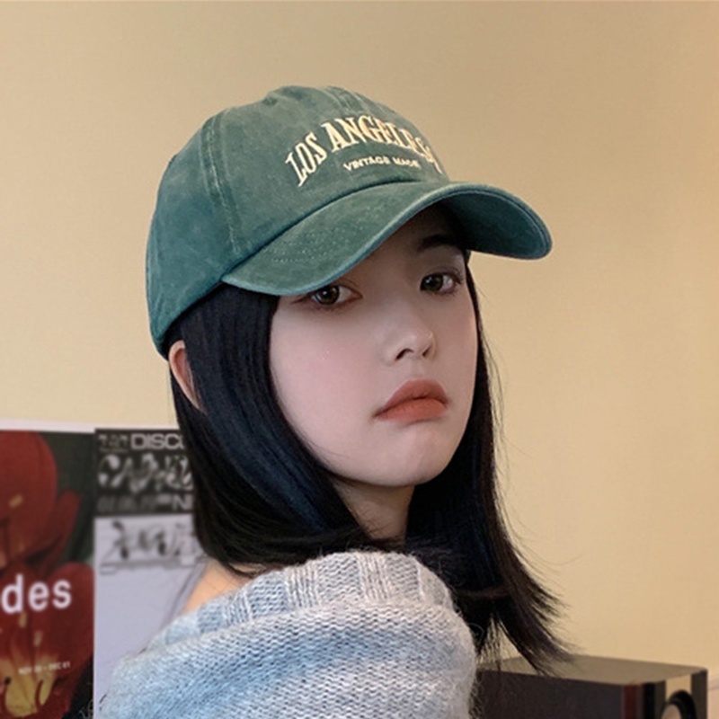 Mũ Lưỡi Trai Denim Thêu Chữ Phong Cách Retro Hàn Quốc