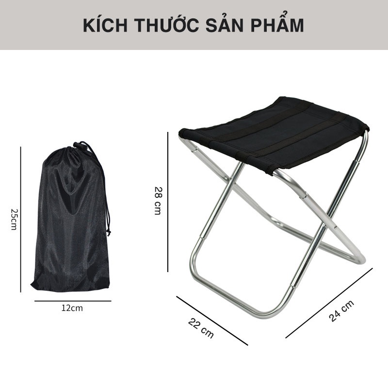 Ghế xếp du lịch gấp gọn mini khuing inox, ghế gấp dã ngoại thư giãn tiện lợi, chắc chắn