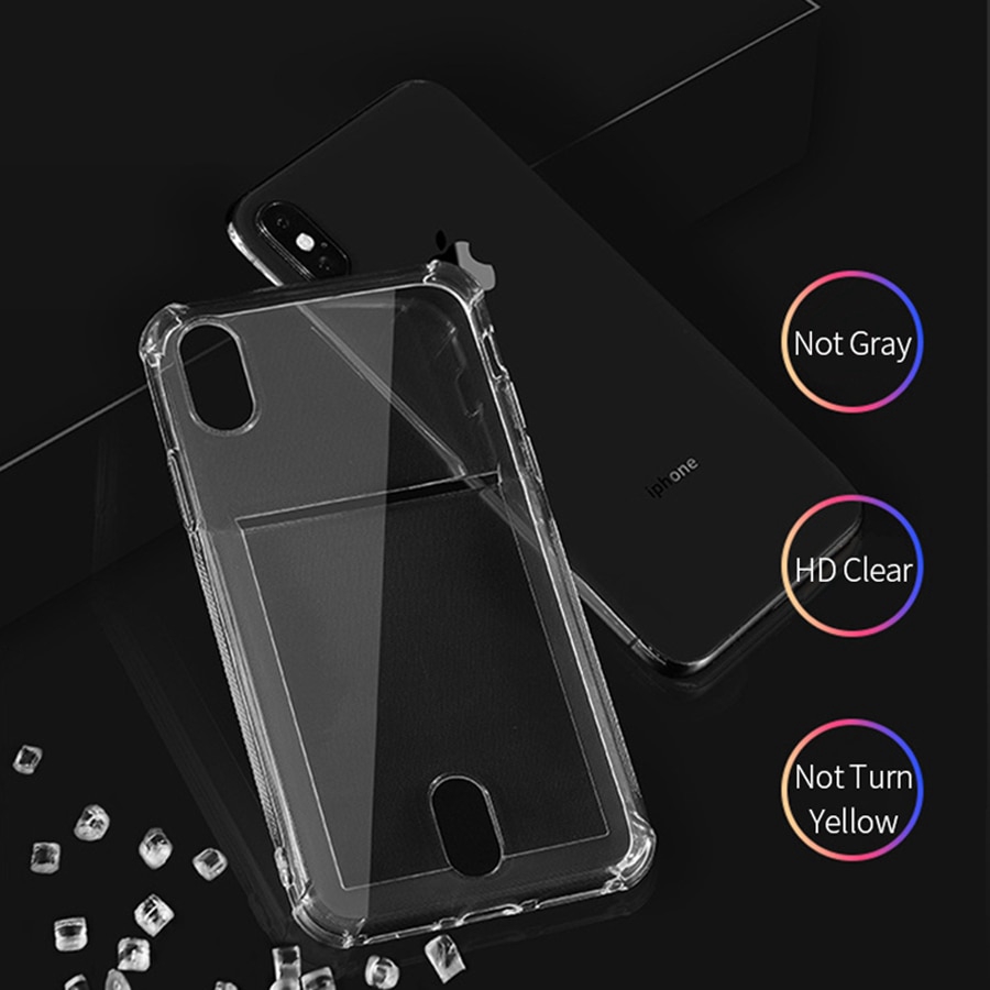 Ốp điện thoại mềm trong suốt có ngăn đựng thẻ chống rơi cho Iphone 5 6 7 8 11xr X S Plus Pro Max | BigBuy360 - bigbuy360.vn