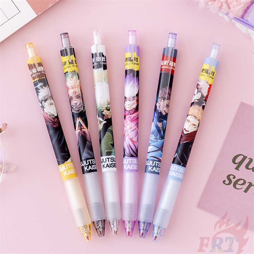 Set 6 Món Đồ Thời Trang ❀ Bút Viết Hình Demon Slayer / NARUTO / Jujutsu Kaisen / Genshin Impact ❀ Bút Mực Gel Trung Tính Dùng Trong Trường Học/Văn Phòng