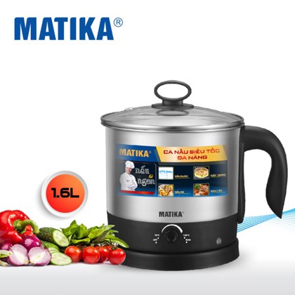 [Mã ELHADEV giảm 4% đơn 300K] Ca nấu siêu tốc đa năng Matika MTK-1612 (1,6L)