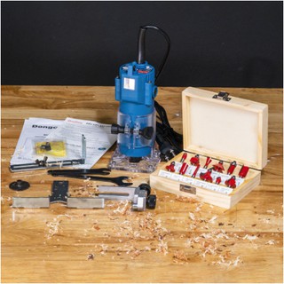 Máy soi mộng gỗ chính hãng dongcheng cốt 6.35mm - bộ mũi soi 12 chi tiết cốt nhỏ 6.35mm