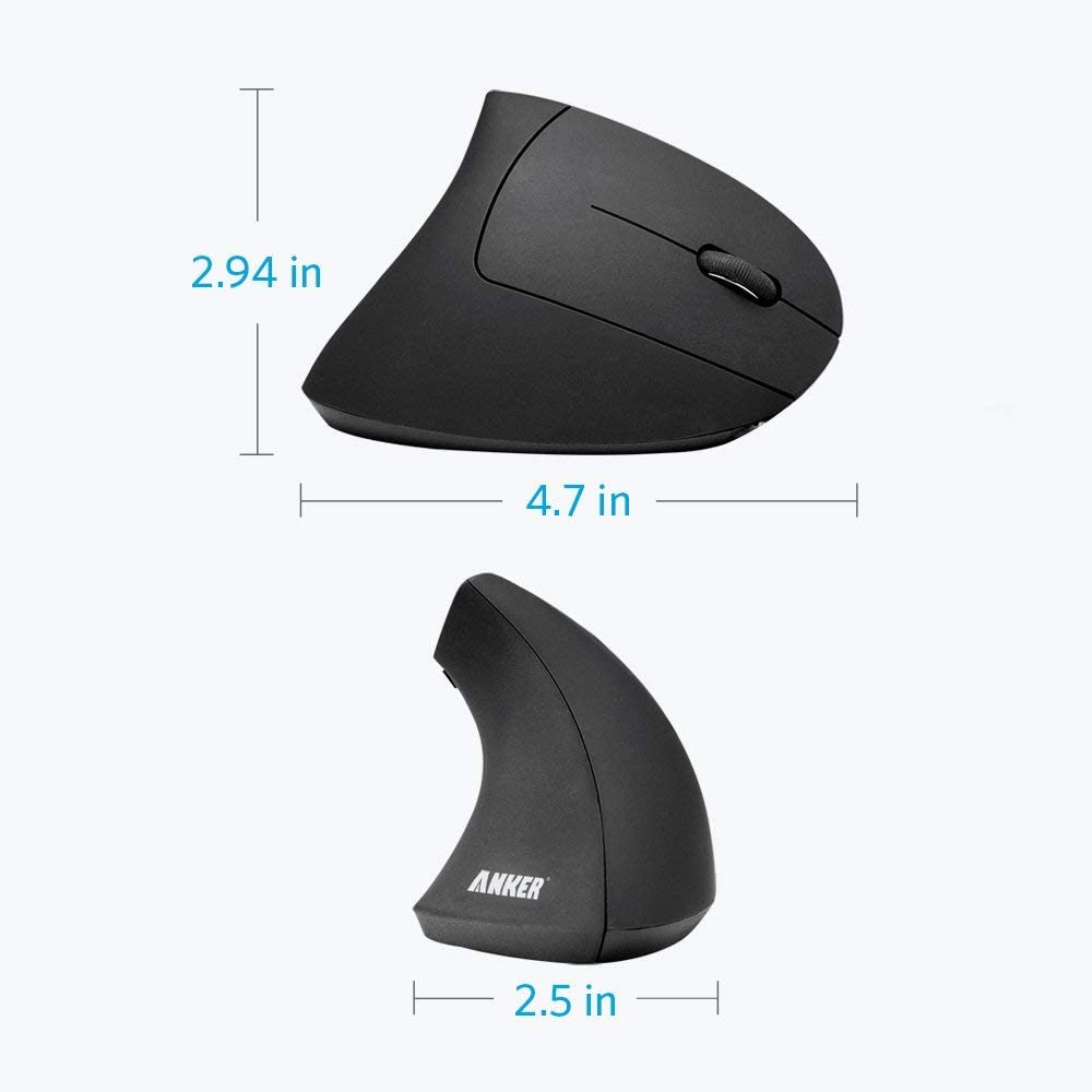 [Brand New] CHUỘT DỌC/CÔNG THÁI HỌC (không dây) Anker 2.4G Wireless Vertical Ergonomic Optical Mouse, 5 NÚT - MÀU ĐEN