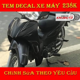 Tem Trùm Dán Xe Wave A Đen Chỉ Bạc