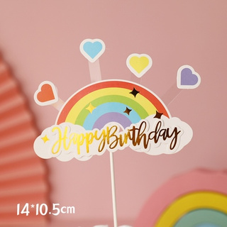 Que HPBD cầu vồng + tim nhỏ đậm