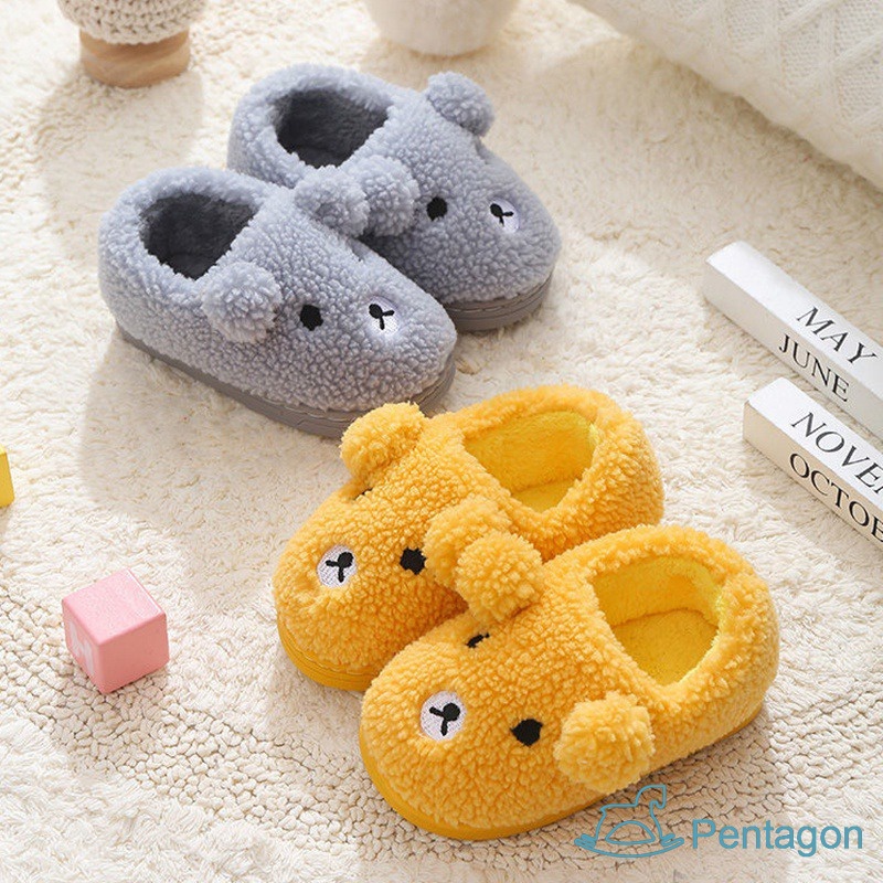 Dép Cotton Đi Trong Nhà Đế Mềm Chống Trượt Họa Tiết Hoạt Hình Dễ Thương Cho Bé