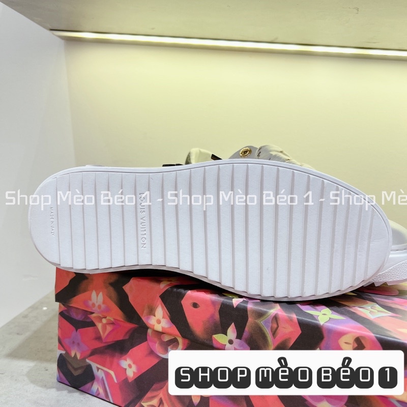 Giày thể thao spsl trắng móc khoá stick vân chìm gót nâu fullbox