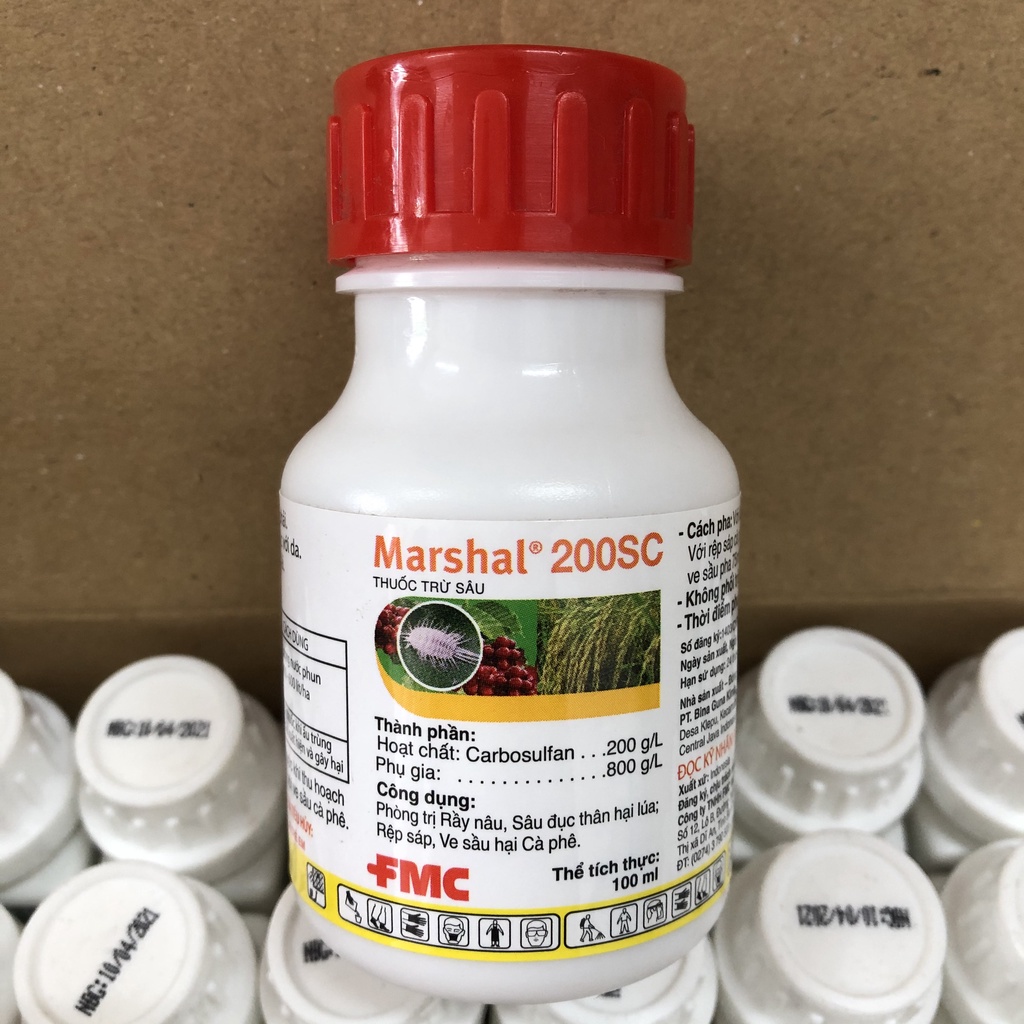 Trừ sâu Marshal 200sc 100ml; Diệt trừ sâu đục thân, rầy nâu, rệp sáp, ve sầu hại cà phê