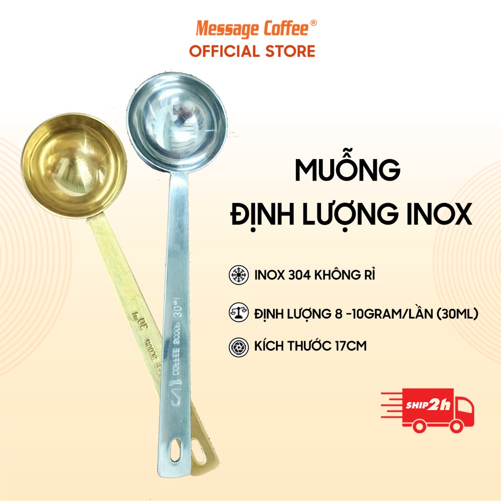 Muỗng định lượng inox 304 cao cấp thìa đong bột 8 - 10gram có nhiều màu từ Message Coffee
