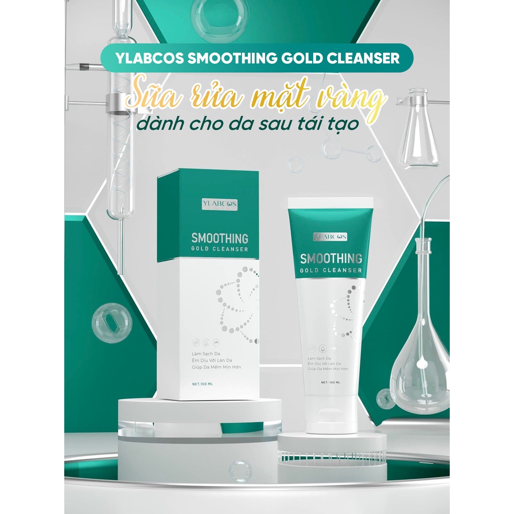 Sữa Rửa Mặt Vàng Smoothing Gold Cleanser Drlacir,Chai 150ml, Dùng cho Da mỏng, yếu ,nhạy cảm,làn da sau tái tạo ,lăn kim