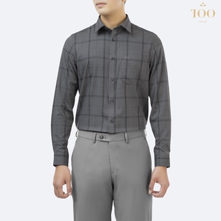 Áo sơ mi nam dài tay TQQ dáng Slim fit công sở ôm nhẹ K445CS-CSB màu chì sang trọng cùng chất vải chống nhăn
