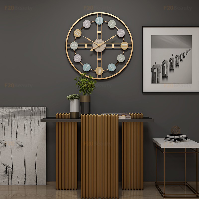 Đồng hồ treo tường đẹp trang trí phòng khách Cricle Royal Vàng | Đen - Bh 12 tháng - F20Beauty - Phong cách hiện đại