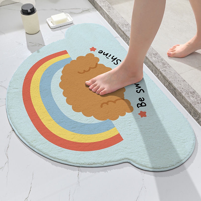 Thảm Chùi Chân Chống Trượt Thấm Hút Tốt In Họa Tiết Hoạt Hình Đáng Yêu