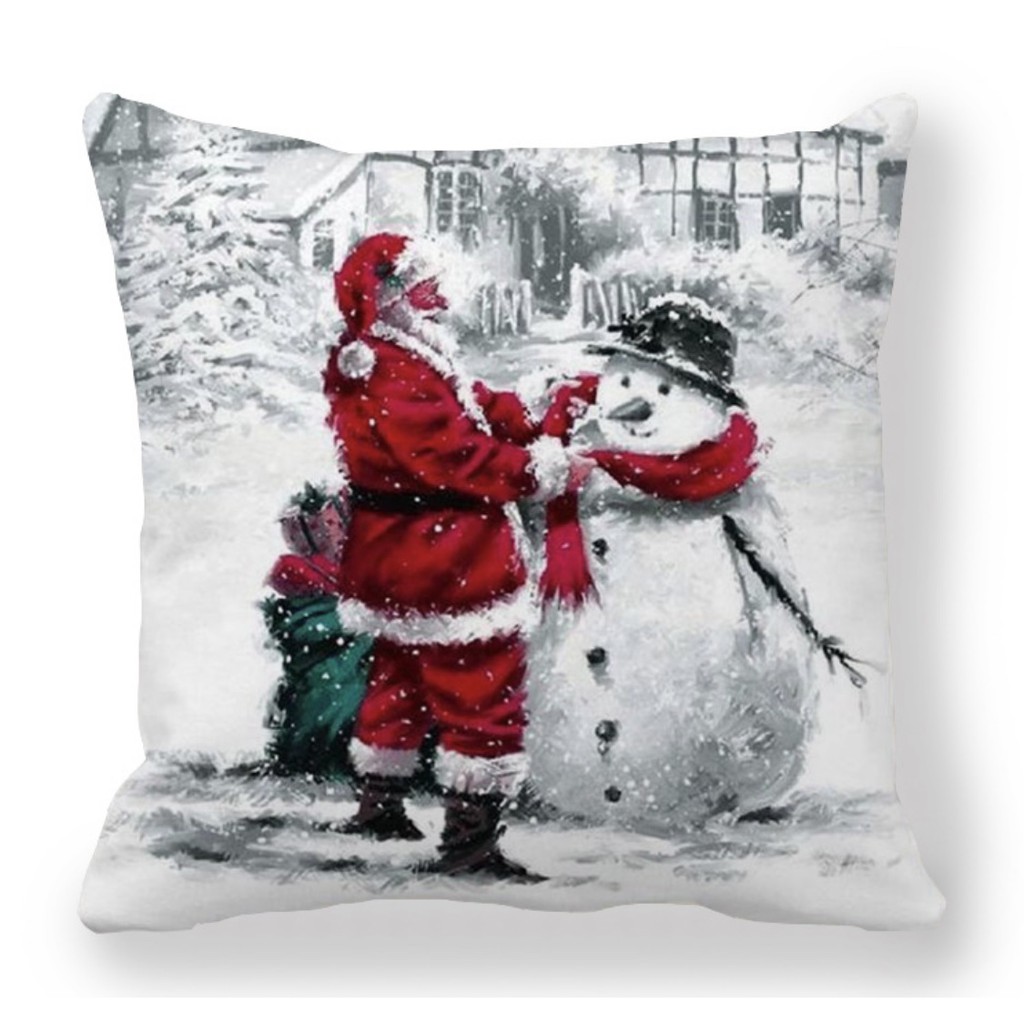 [ VỎ + RUỘT ] Gối Tựa Lưng Sofa VẢI COTTON HỌA TIẾT NOEL SBK132