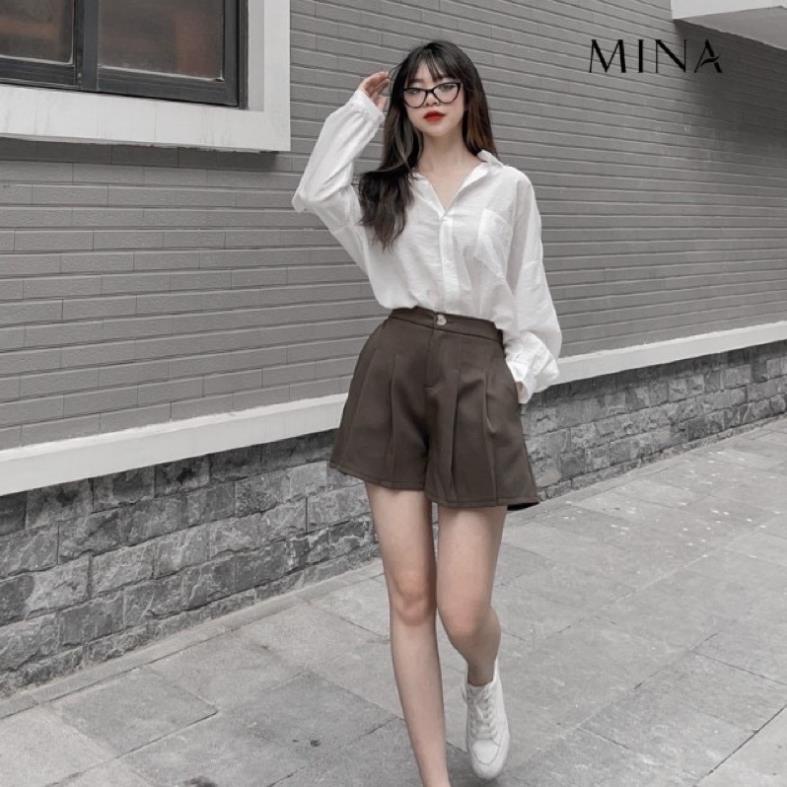 Áo sơ mi nữ form rộng tay dài 1 túi kiểu hàn, áo sơ mi nữ trắng basic điệu đà MB | BigBuy360 - bigbuy360.vn