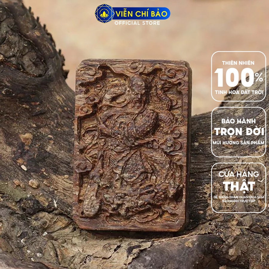 Mặt dây chuyền quan công chất liệu trầm hương sánh chìm thời trang phụ kiện trang sức Viễn Chí Bảo M001033