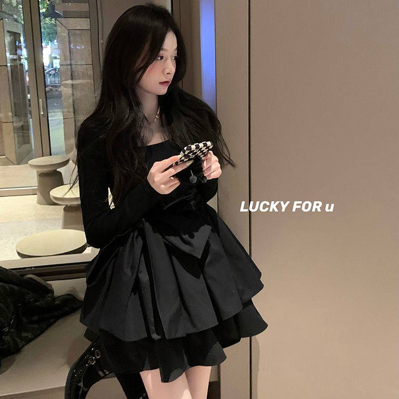 Váy babydoll Đầm Cổ Vuông Eo Cao Thời Trang Mùa Xuân 2022 Phong Cách Pháp Cổ Điển Sang Trọng