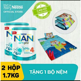 Combo 2 lon sữa Nan Optipro 4 HM-O 1.7kg tặng bộ gối nệm