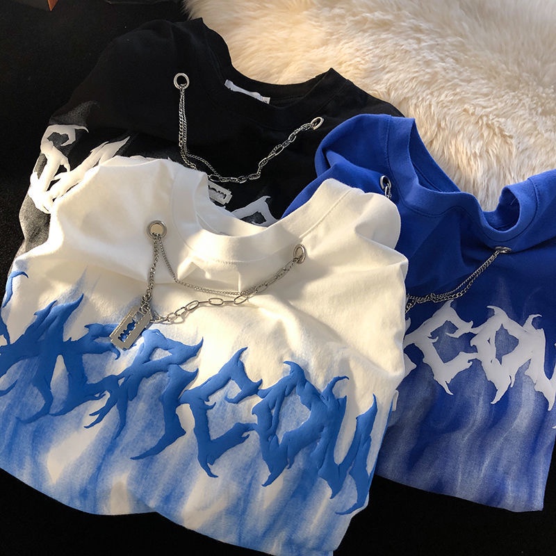 Áo thun MMIOT tay ngắn dáng rộng in họa tiết vòng cổ phong cách hip hop thời trang mùa hè 2023 cho nam và nữ