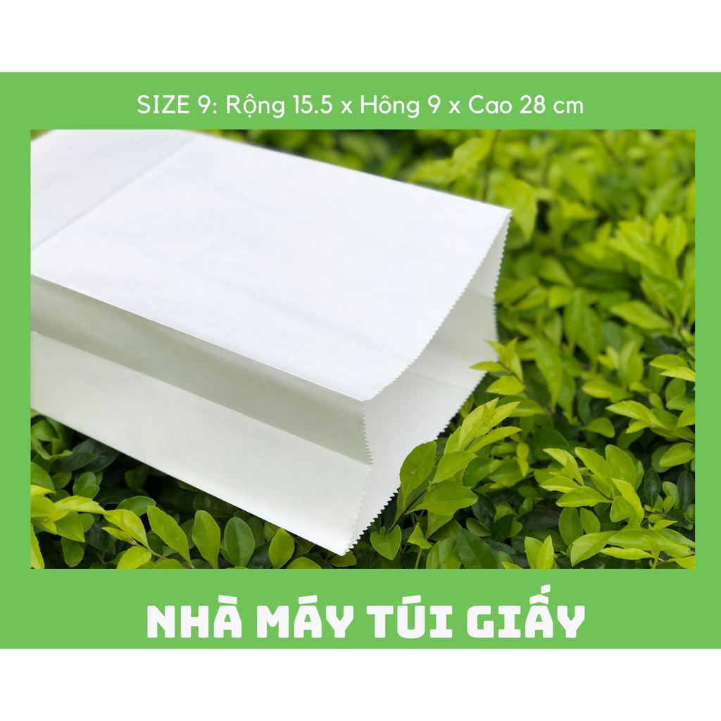 500 chiếc túi giấy kraft Nhật màu trắng Size 9 -15.5x9x28cm KHÔNG QUAI