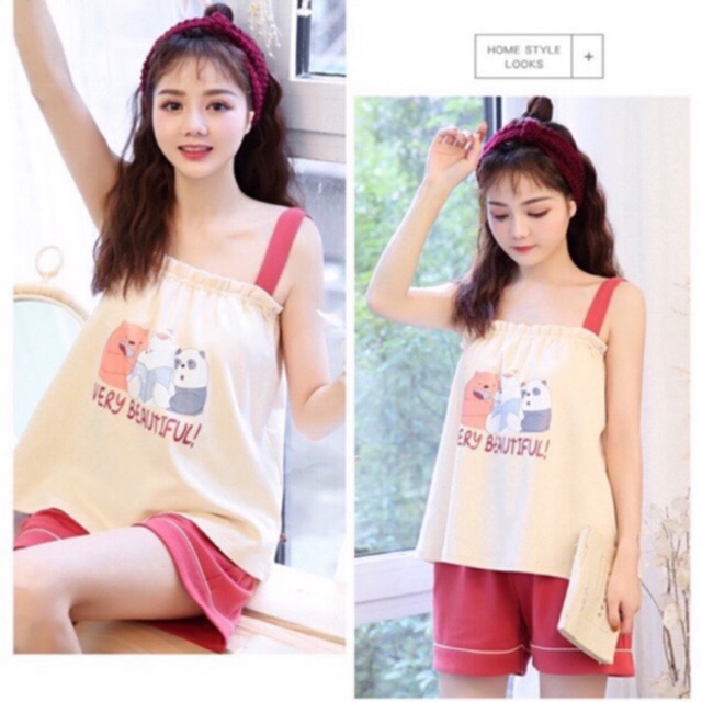 Bộ ngủ 2 dây cotton mềm mại chất siêu đẹp | BigBuy360 - bigbuy360.vn