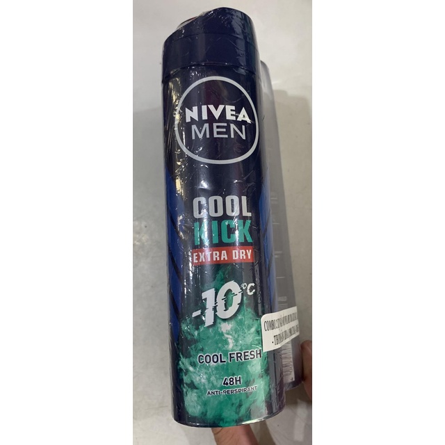 Combo 2 Xịt ngăn mùi NIVEA MEN Cool Kick Mát Lạnh - Thơm sảng khoái 150ml/chai- 83165